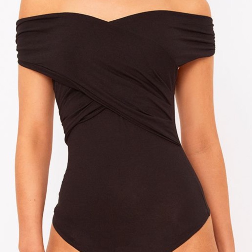Black Wrap Bardot Thong Bodysuit
